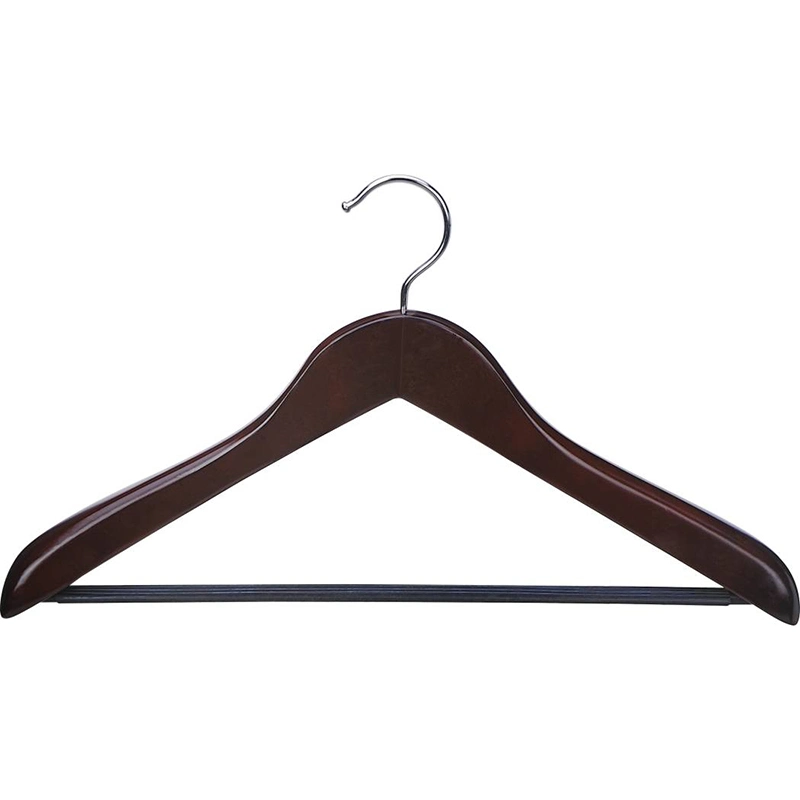 Hotel Guest Room Wooden Female Hanger with Silver Clips